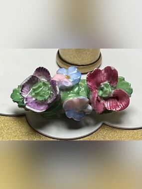 Coalport China Ceramic Multicolor flower Brooch Made in England